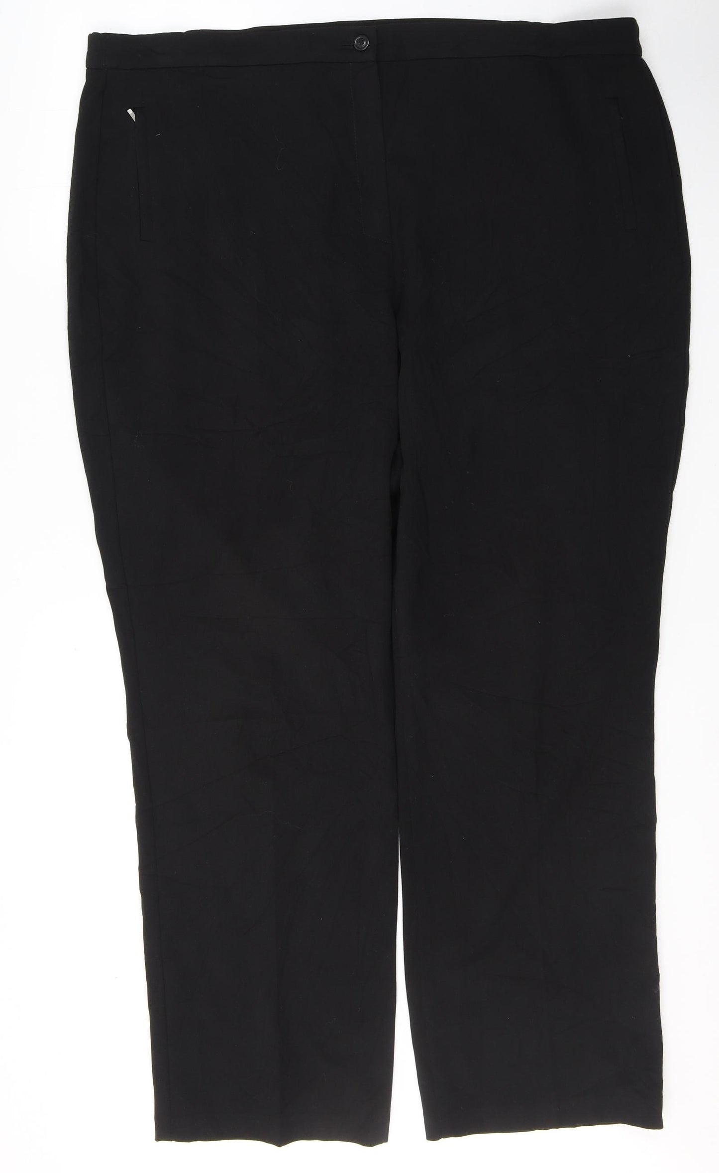Marks and Spencer Womens Black  Polyester Trousers  Size 18 L28 in Slim Button