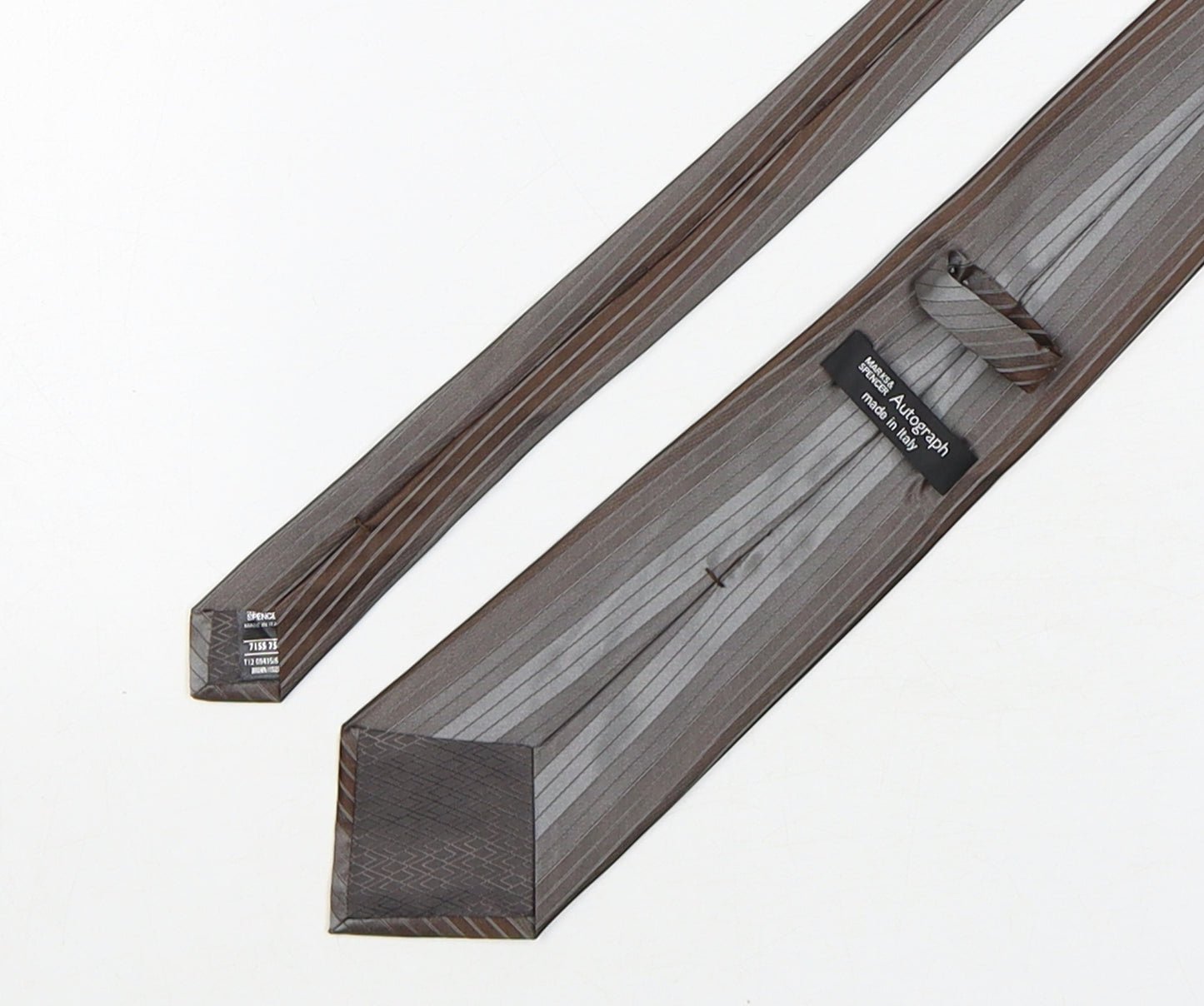 Autograph Mens Brown Striped Silk Pointed Tie One Size
