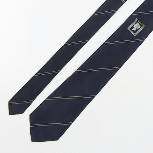 Interlogo London  Mens Blue Striped Polyester Pointed Tie One Size