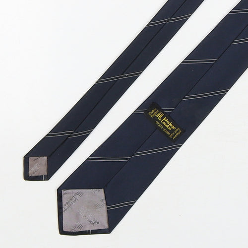 Interlogo London  Mens Blue Striped Polyester Pointed Tie One Size