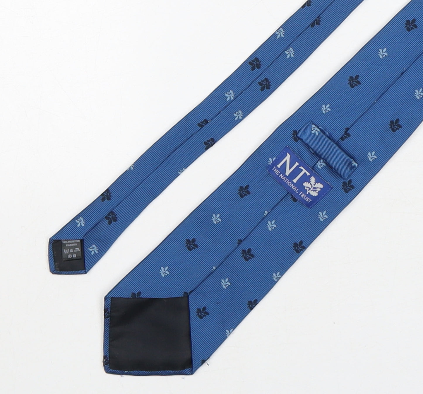 The National Trust Mens Blue Floral Polyester Pointed Tie One Size