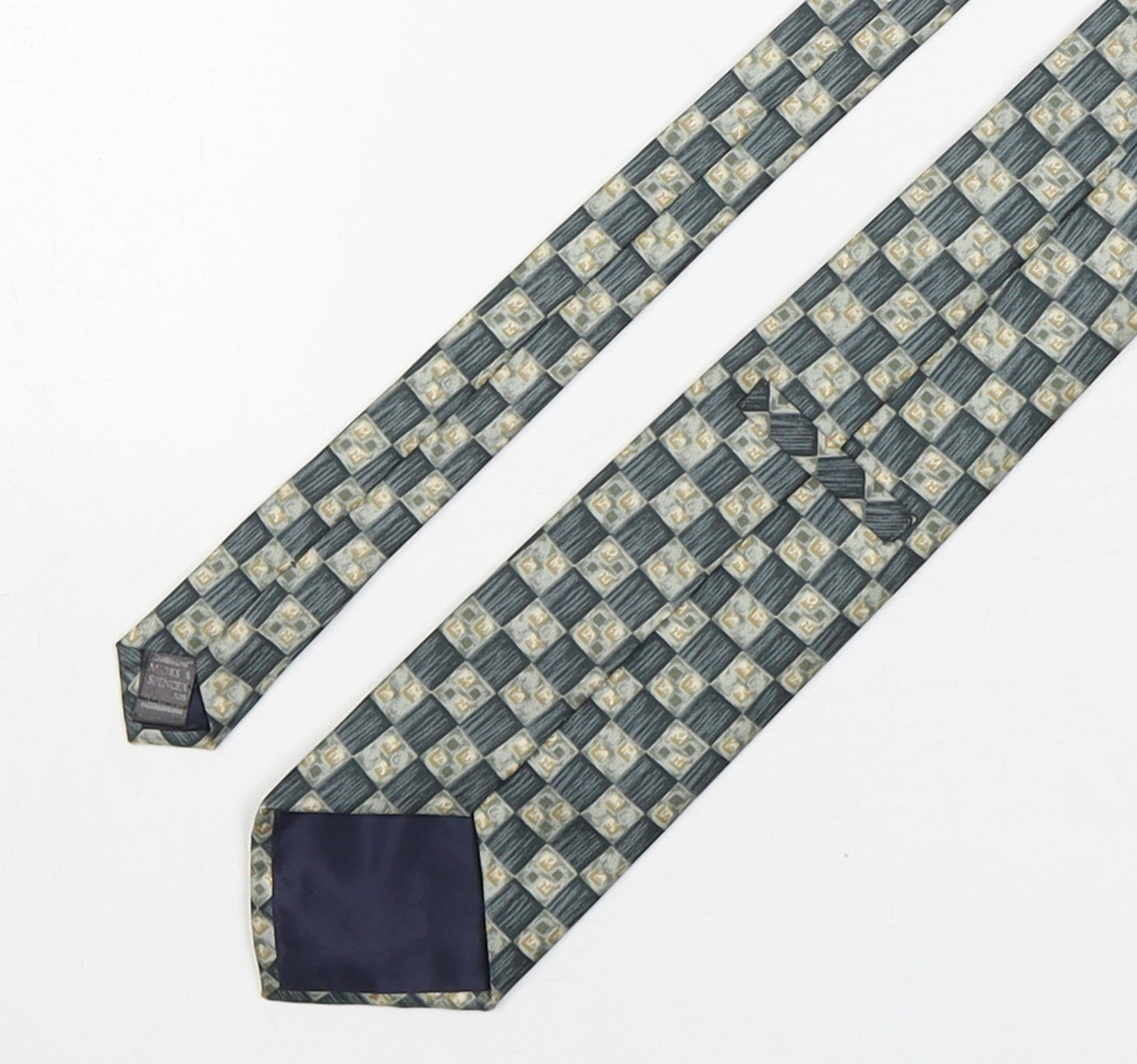 Marks and Spencer Mens Multicoloured Plaids & Checks Silk Pointed Tie One Size