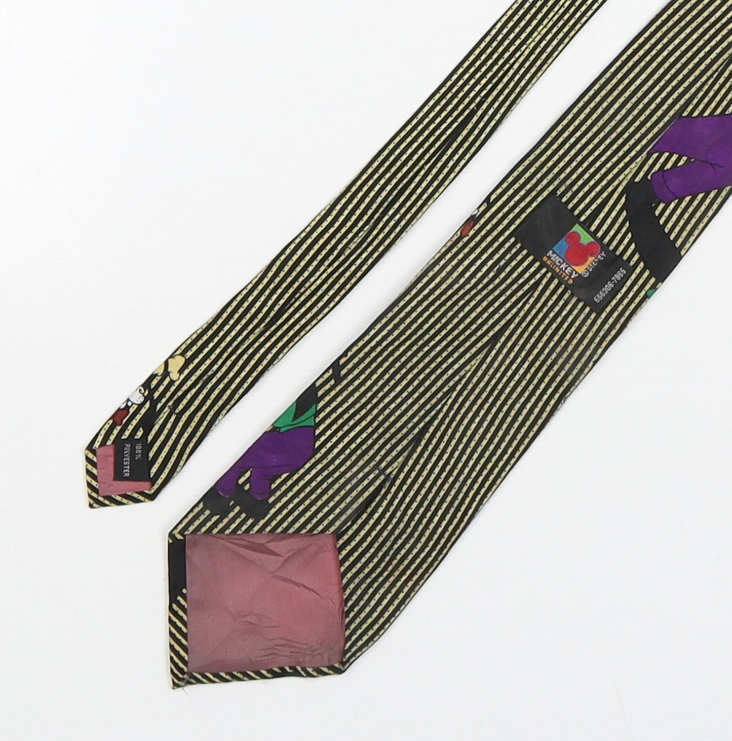 Mickey Unlimited Mens Multicoloured Striped Polyester Pointed Tie One Size - Goofy
