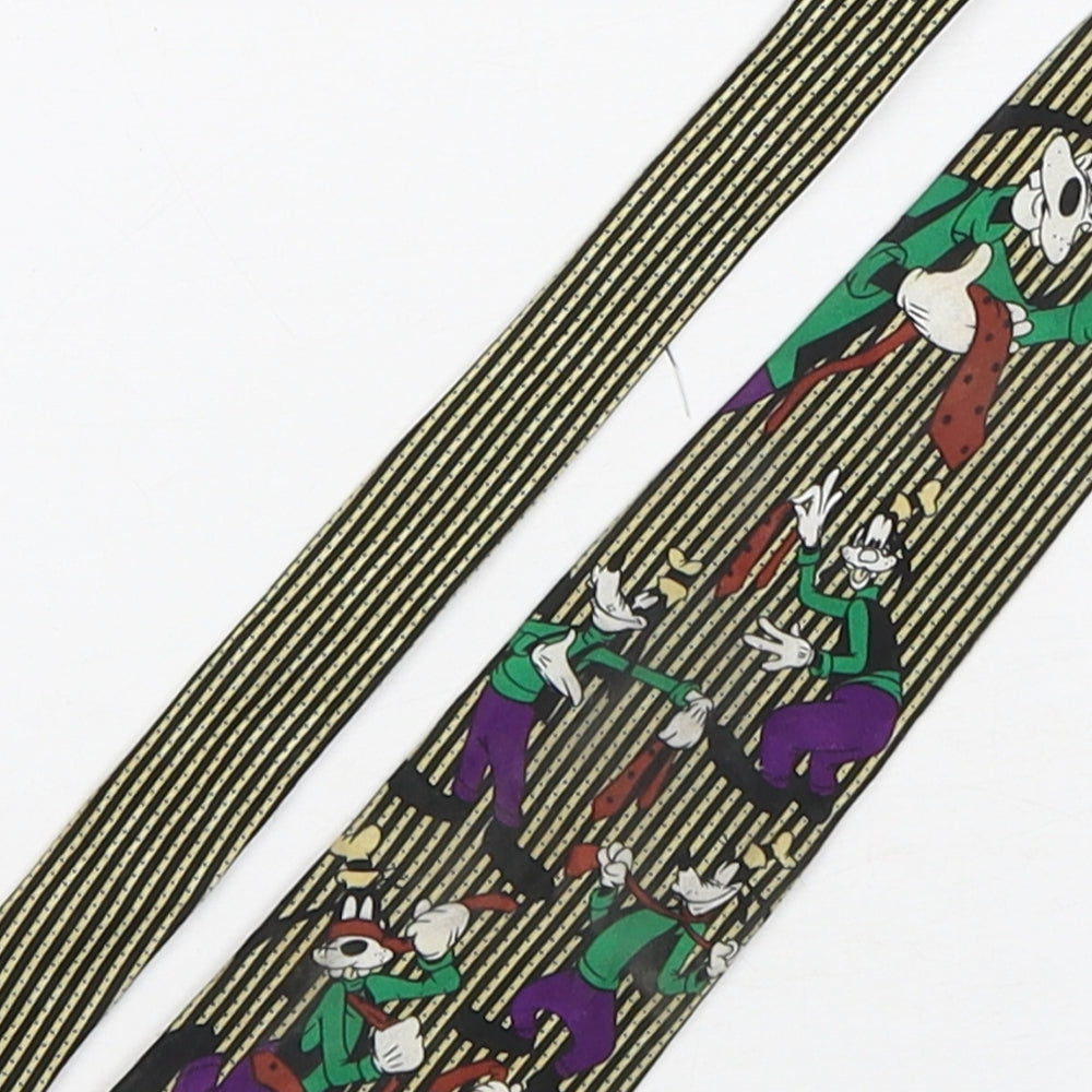 Mickey Unlimited Mens Multicoloured Striped Polyester Pointed Tie One Size - Goofy