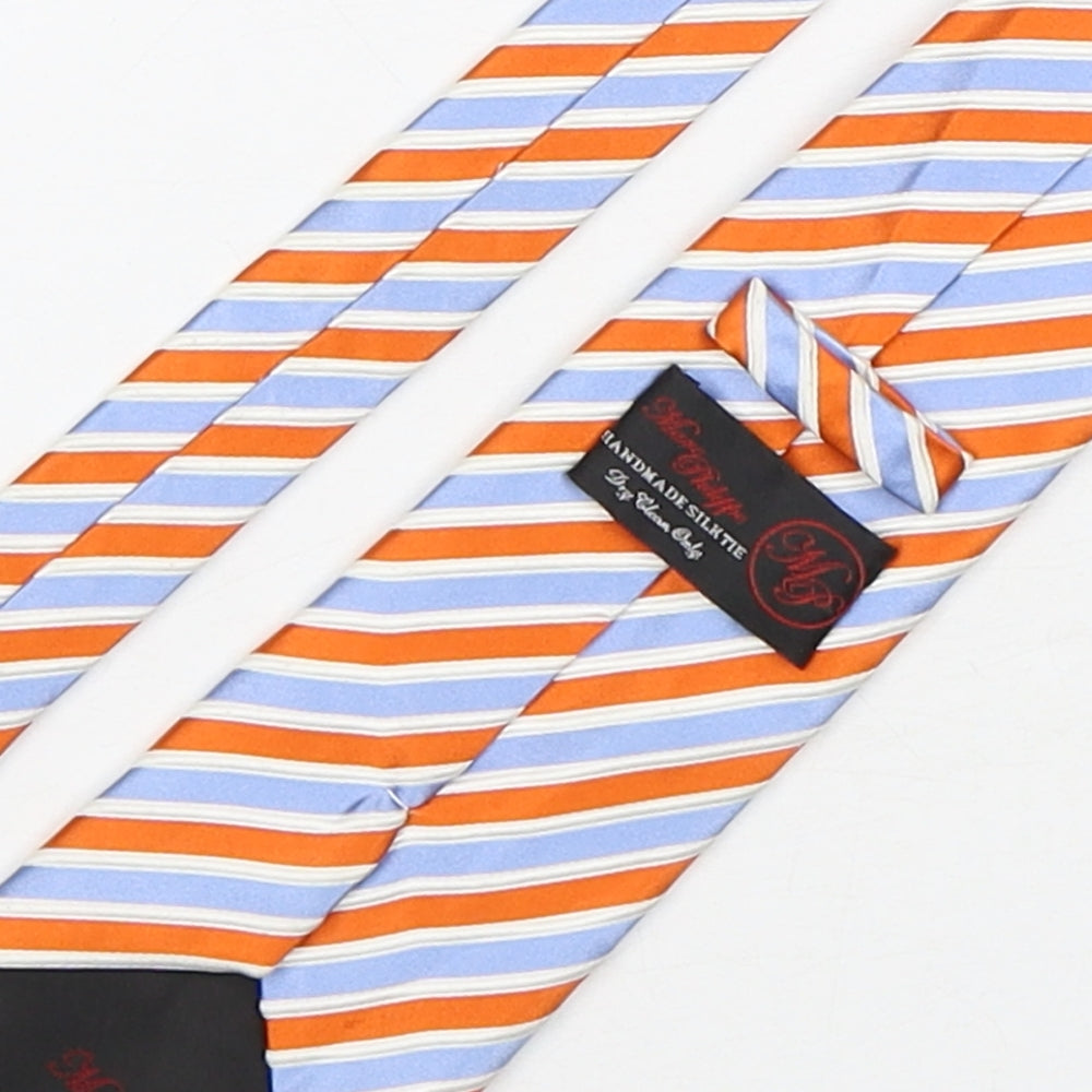 Max Phillipe  Mens Multicoloured Striped Silk Pointed Tie One Size