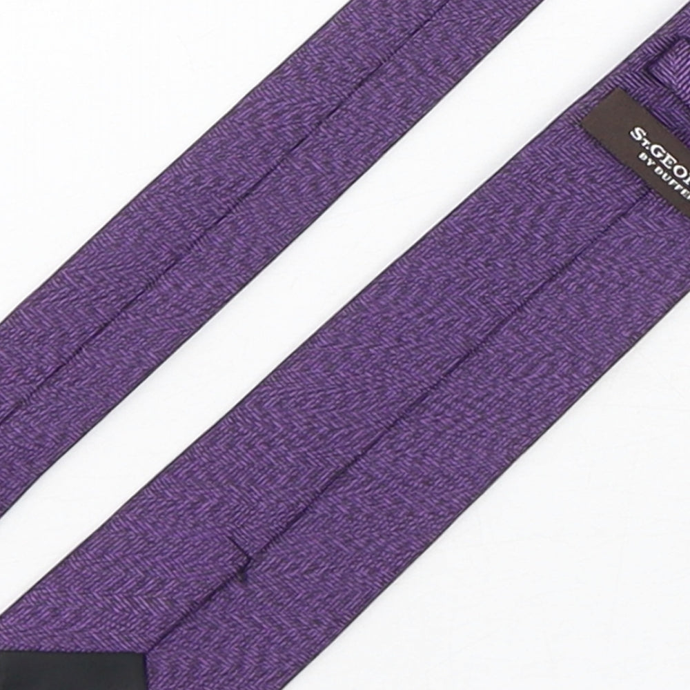 Duffer Mens Purple Geometric Polyester Pointed Tie One Size