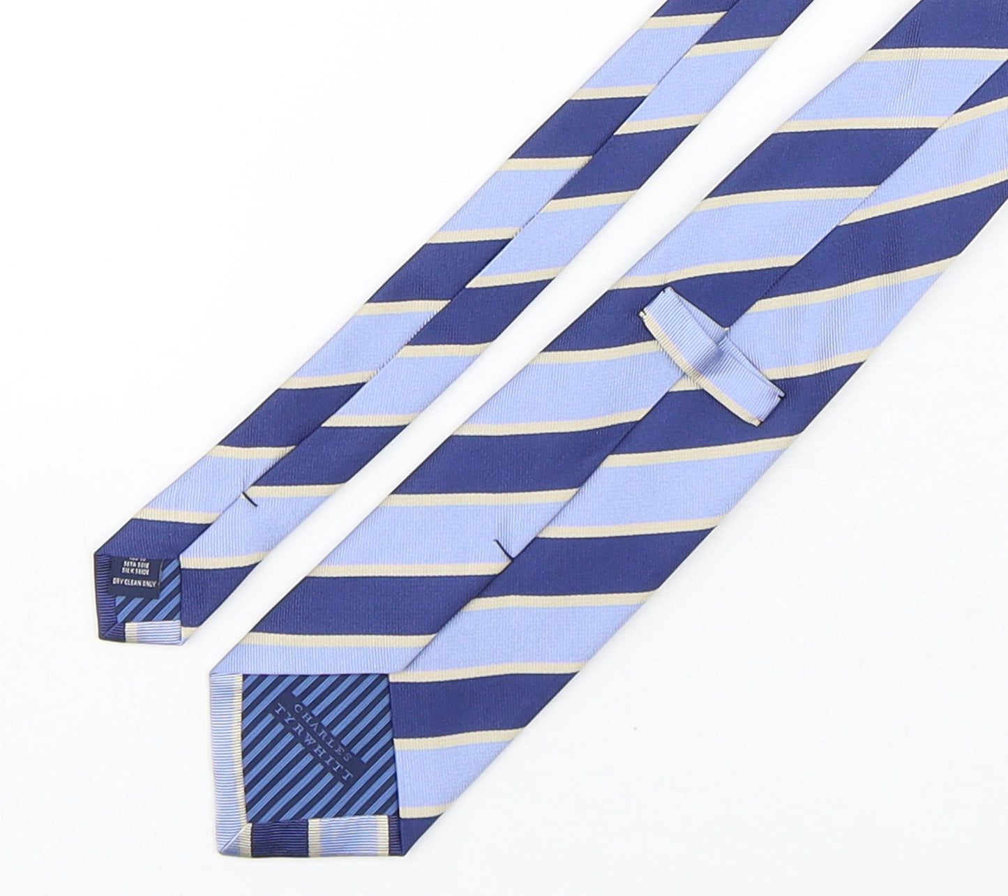Charles Tyrwhitt Mens Blue Striped Silk Pointed Tie One Size