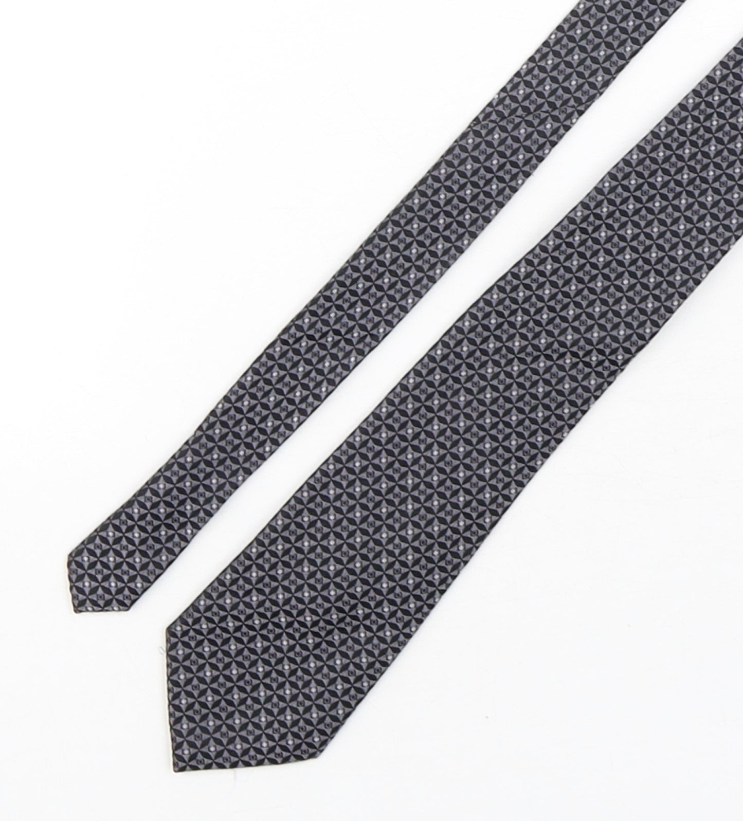 Jeff Banks  Mens Grey Geometric Silk Pointed Tie One Size