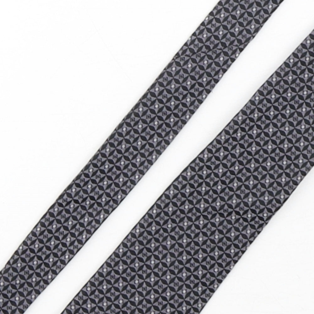 Jeff Banks  Mens Grey Geometric Silk Pointed Tie One Size