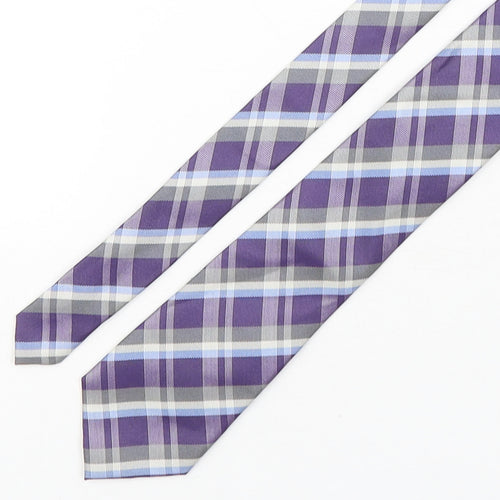 Marks and Spencer Mens Multicoloured Plaids & Checks Silk Pointed Tie One Size