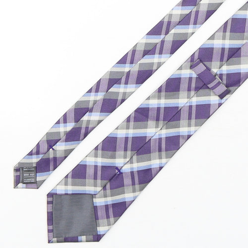 Marks and Spencer Mens Multicoloured Plaids & Checks Silk Pointed Tie One Size