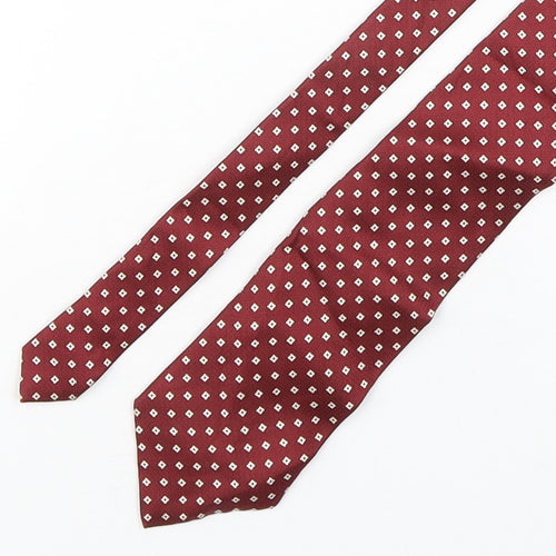 Marks and Spencer Mens Red Geometric Silk Pointed Tie One Size