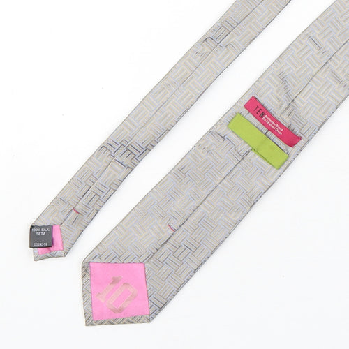 Ten Mens Multicoloured Geometric Silk Pointed Tie One Size