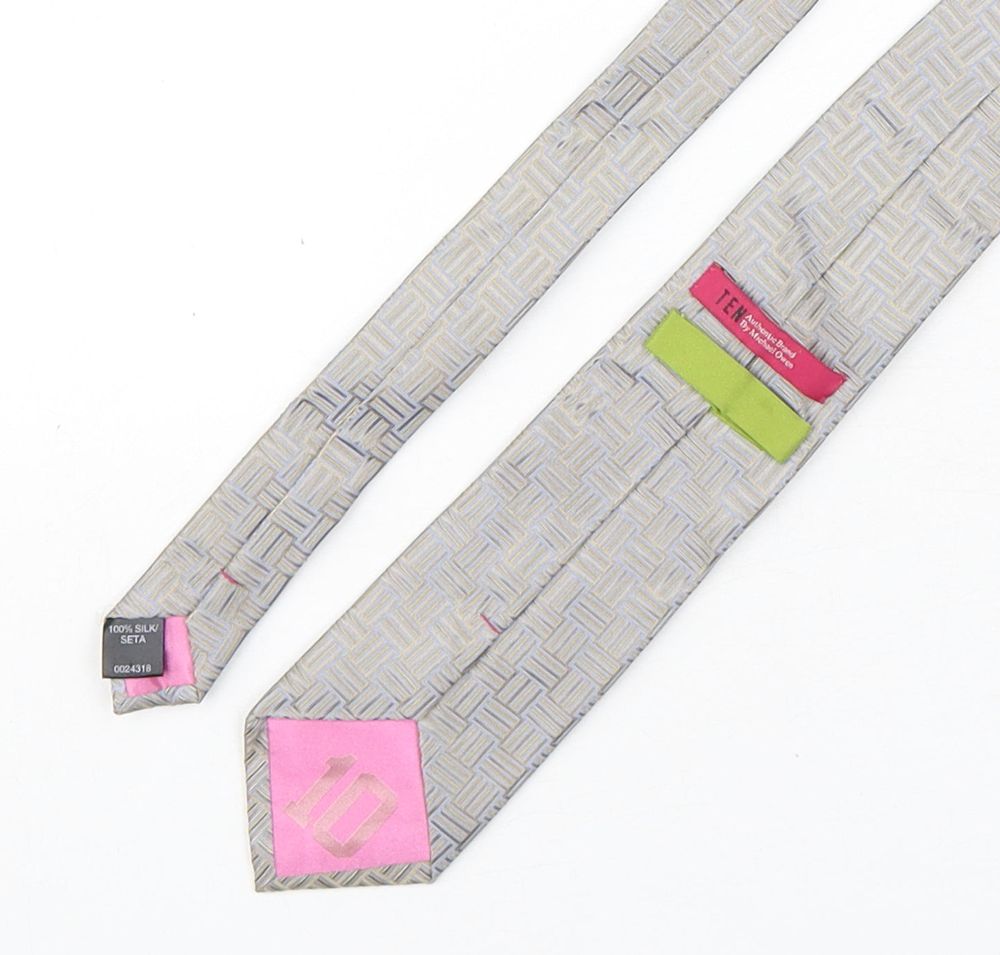 Ten Mens Multicoloured Geometric Silk Pointed Tie One Size