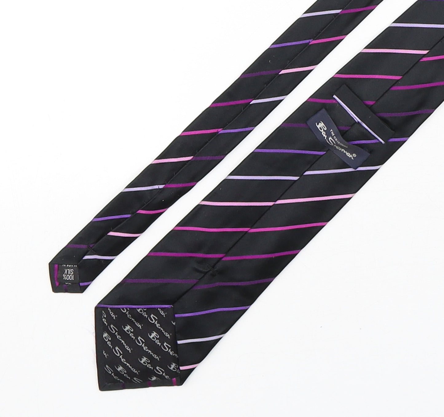 Ben Sherman  Mens Multicoloured Striped Silk Pointed Tie One Size