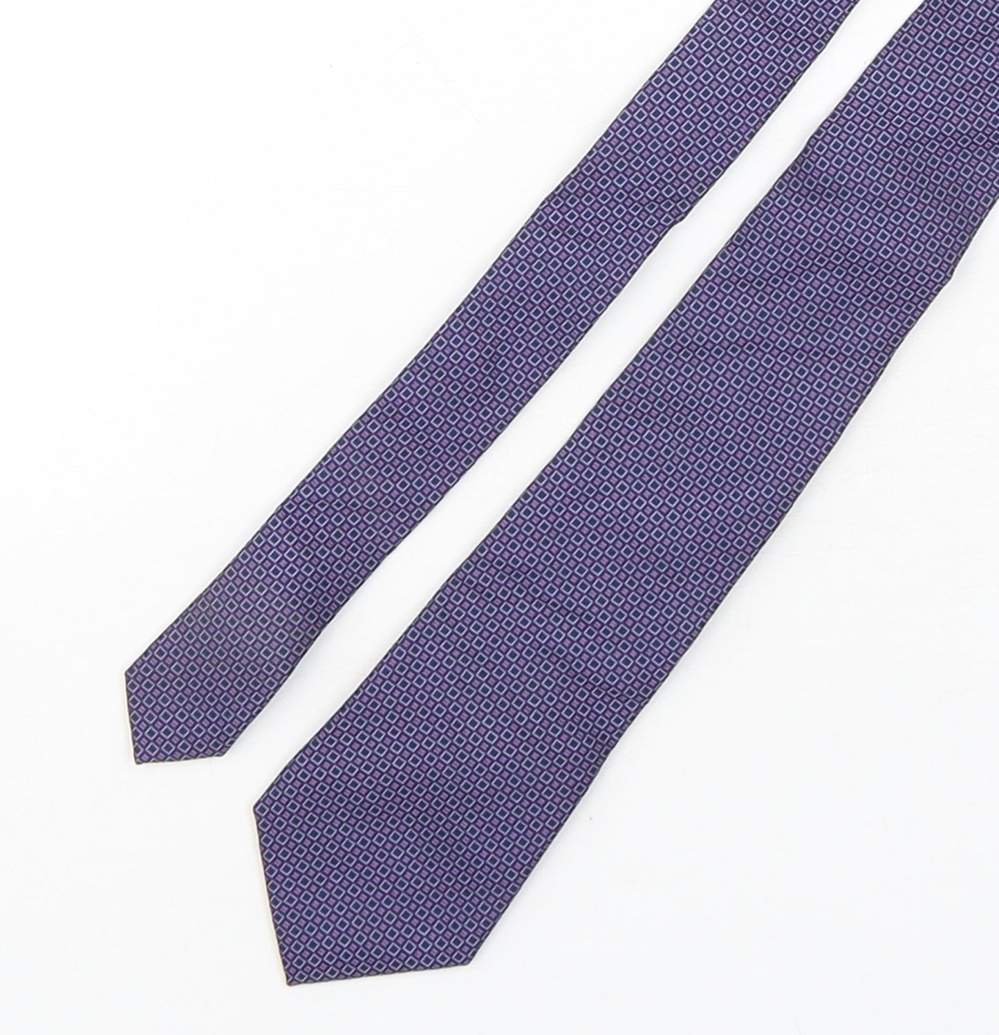 T.M.Lewin  Mens Purple Geometric Silk Pointed Tie One Size