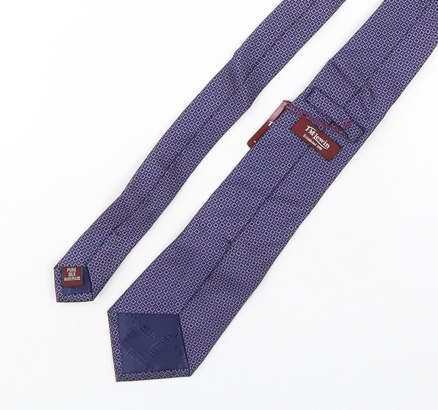 T.M.Lewin  Mens Purple Geometric Silk Pointed Tie One Size
