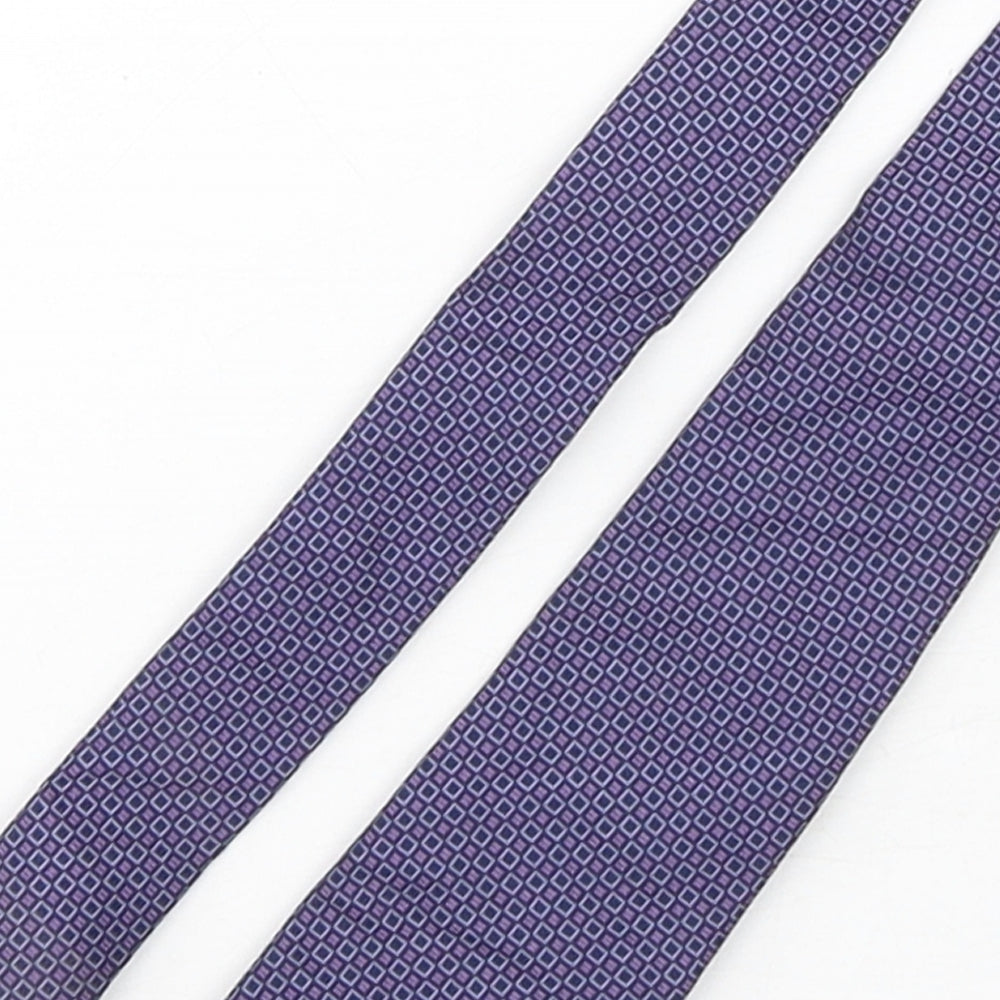 T.M.Lewin  Mens Purple Geometric Silk Pointed Tie One Size
