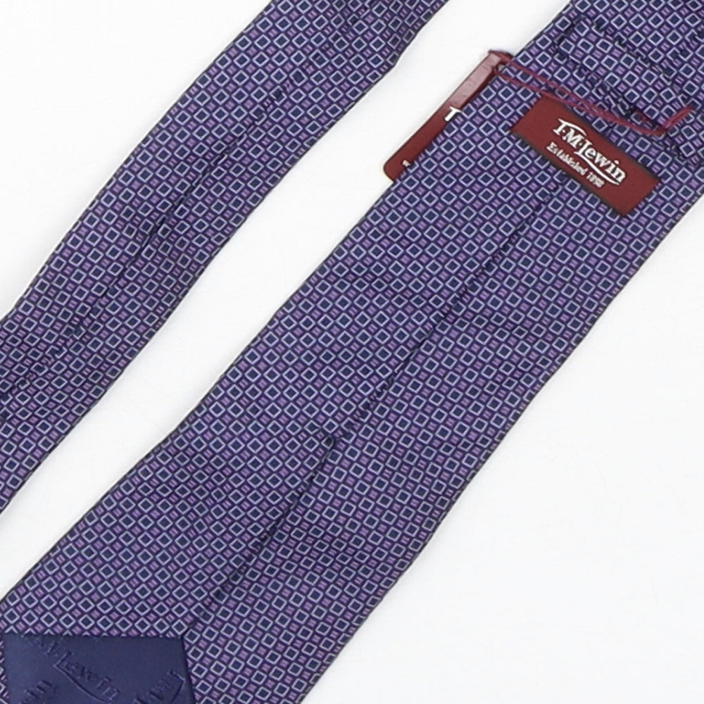 T.M.Lewin  Mens Purple Geometric Silk Pointed Tie One Size