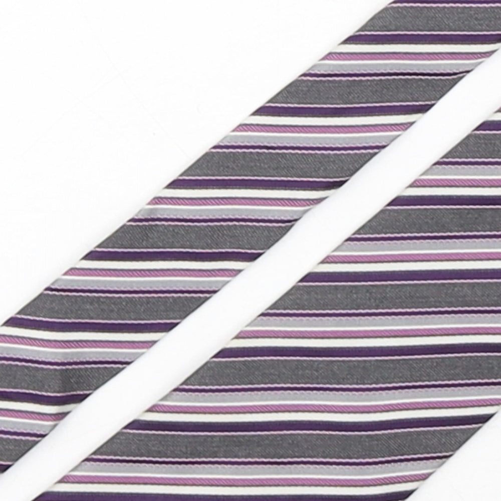 Marks and Spencer Mens Multicoloured Striped Silk Pointed Tie One Size