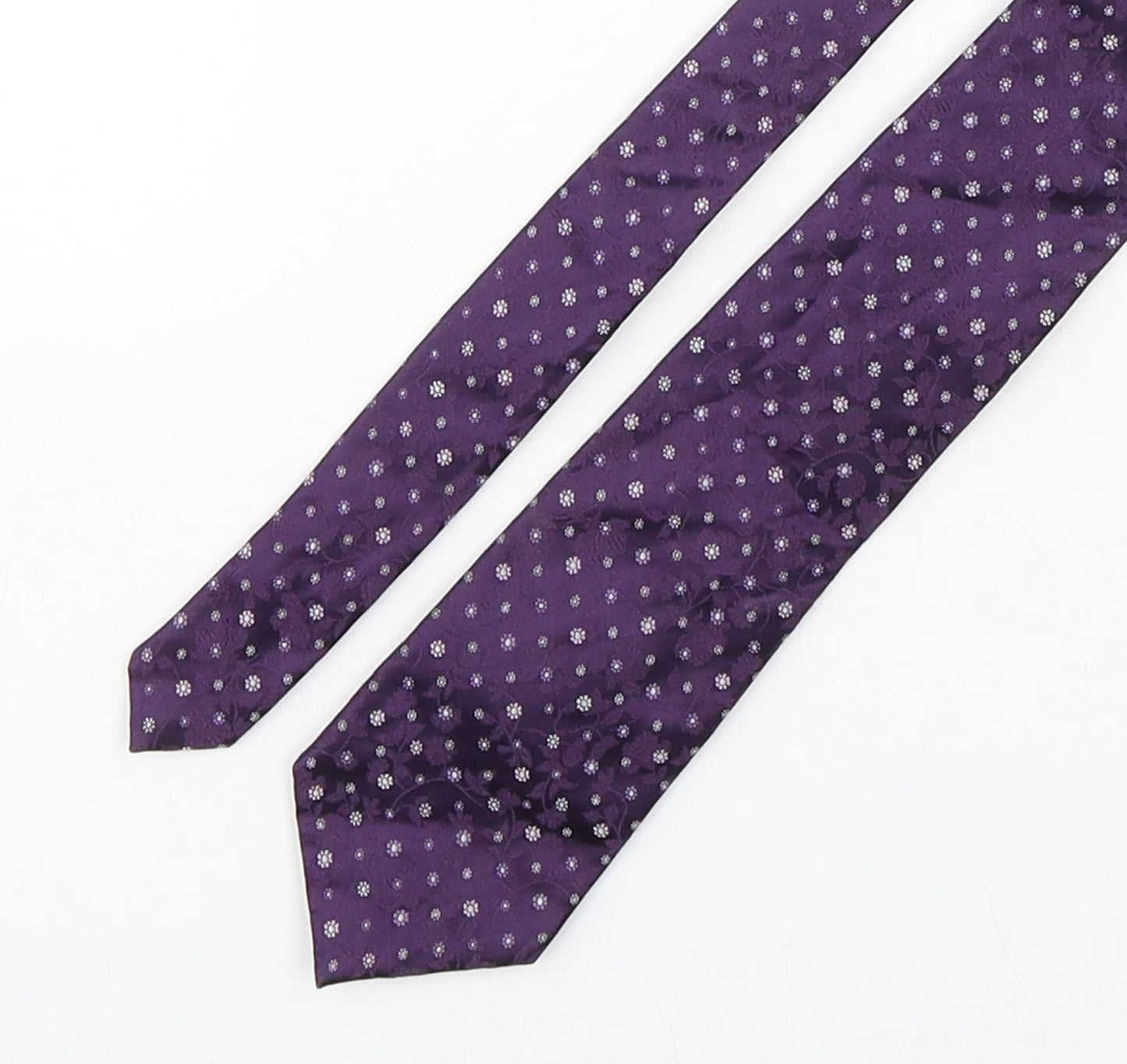 Marks and Spencer Mens Purple Floral Silk Pointed Tie One Size