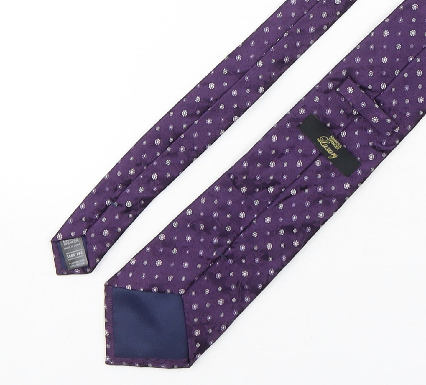 Marks and Spencer Mens Purple Floral Silk Pointed Tie One Size