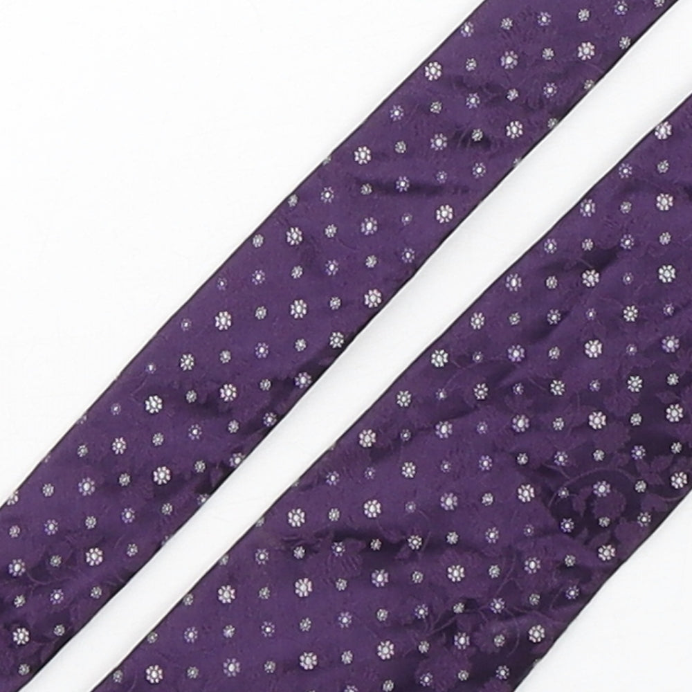 Marks and Spencer Mens Purple Floral Silk Pointed Tie One Size