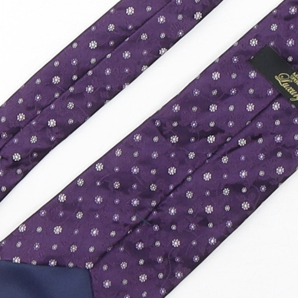 Marks and Spencer Mens Purple Floral Silk Pointed Tie One Size