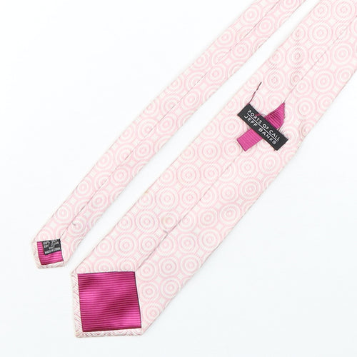 Jeff Banks  Mens Pink Geometric Silk Pointed Tie One Size