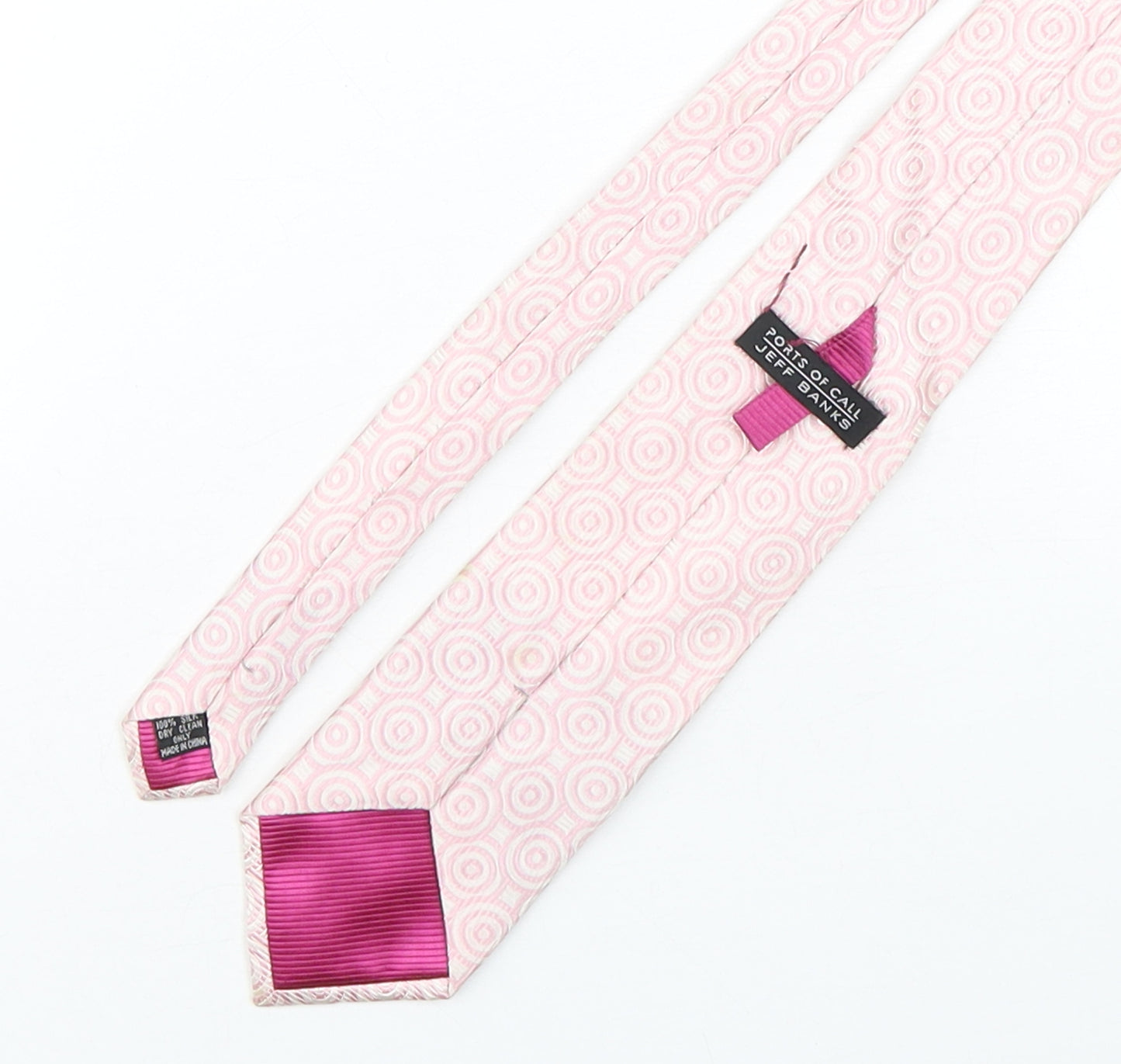 Jeff Banks  Mens Pink Geometric Silk Pointed Tie One Size