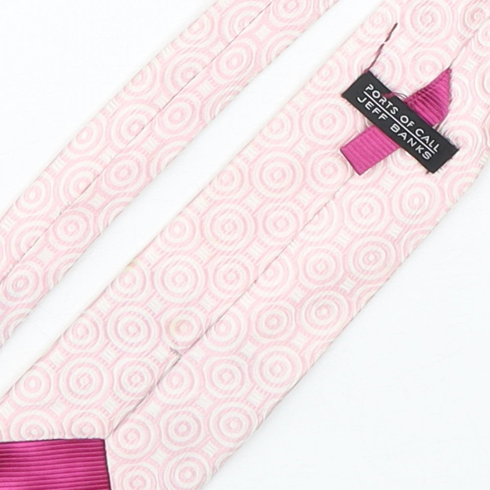 Jeff Banks  Mens Pink Geometric Silk Pointed Tie One Size