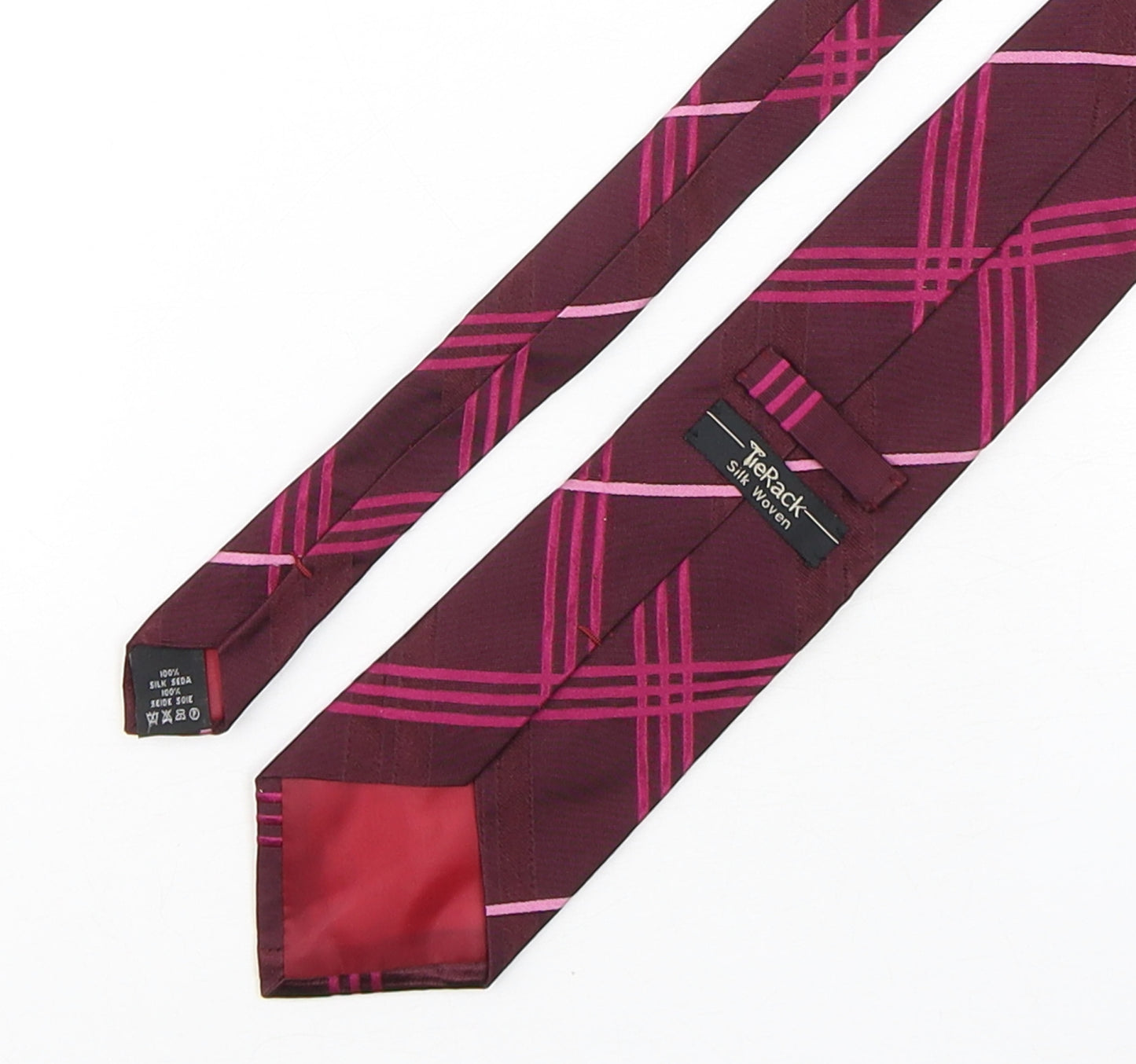 Tie Rack Mens Purple Plaids & Checks Silk Pointed Tie One Size