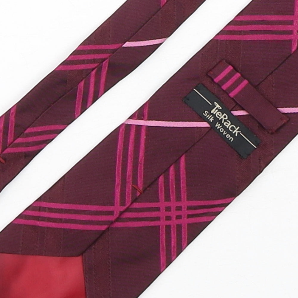 Tie Rack Mens Purple Plaids & Checks Silk Pointed Tie One Size