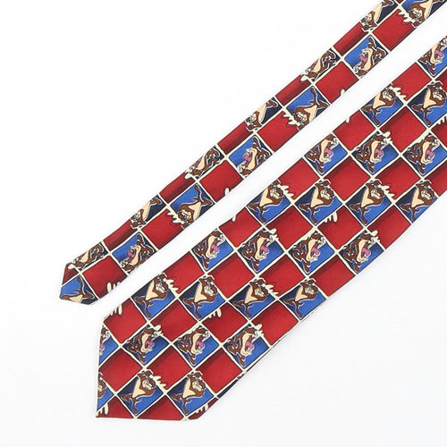 Looney Tunes Mens Multicoloured Plaids & Checks Polyester Pointed Tie One Size - Tasmanian Devil