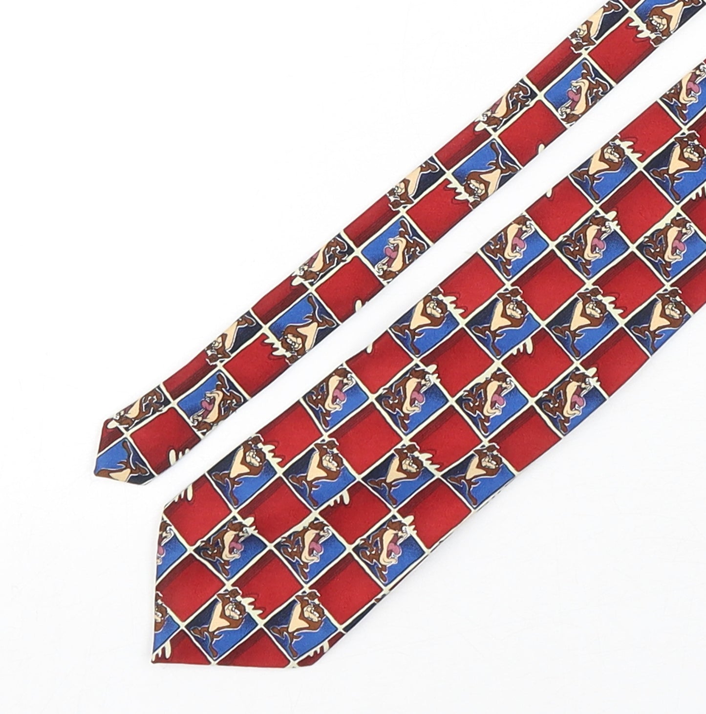 Looney Tunes Mens Multicoloured Plaids & Checks Polyester Pointed Tie One Size - Tasmanian Devil