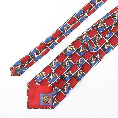 Looney Tunes Mens Multicoloured Plaids & Checks Polyester Pointed Tie One Size - Tasmanian Devil