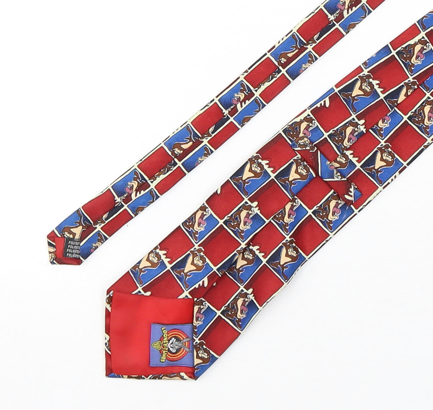 Looney Tunes Mens Multicoloured Plaids & Checks Polyester Pointed Tie One Size - Tasmanian Devil