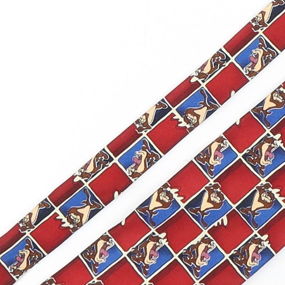 Looney Tunes Mens Multicoloured Plaids & Checks Polyester Pointed Tie One Size - Tasmanian Devil