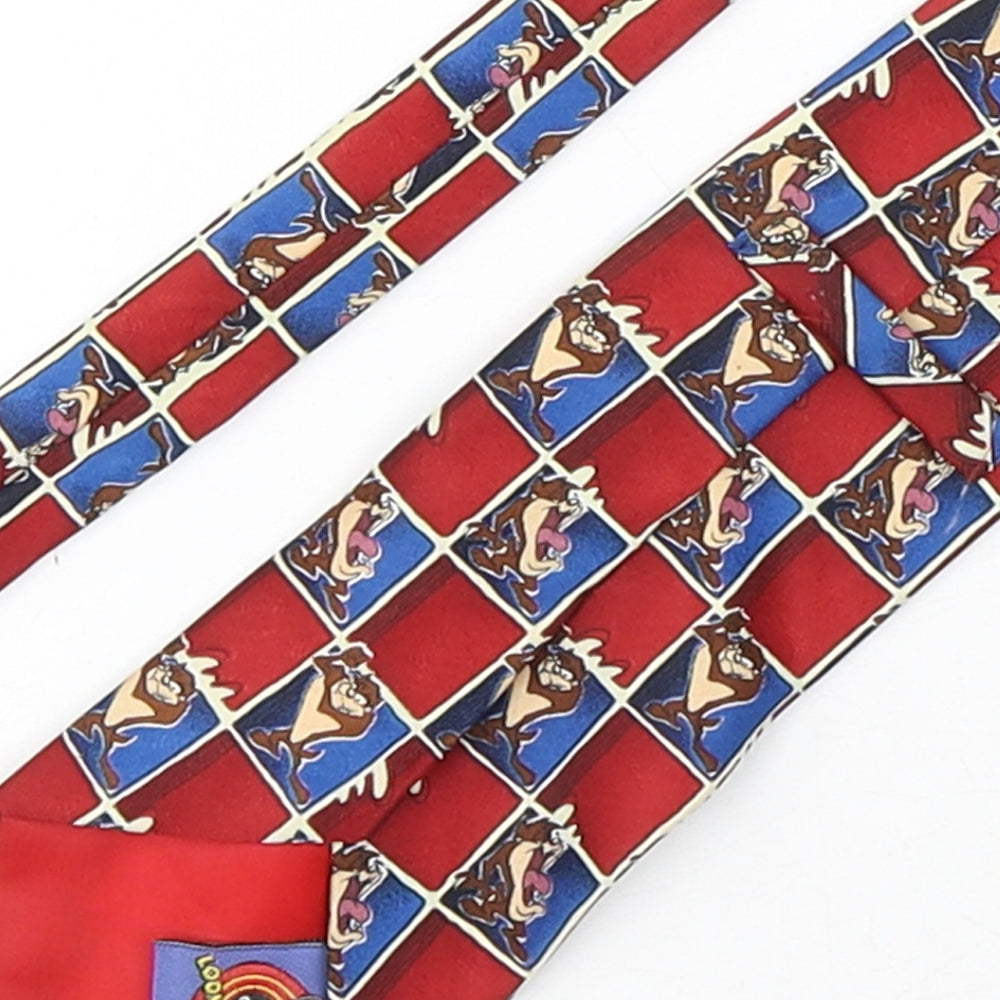 Looney Tunes Mens Multicoloured Plaids & Checks Polyester Pointed Tie One Size - Tasmanian Devil