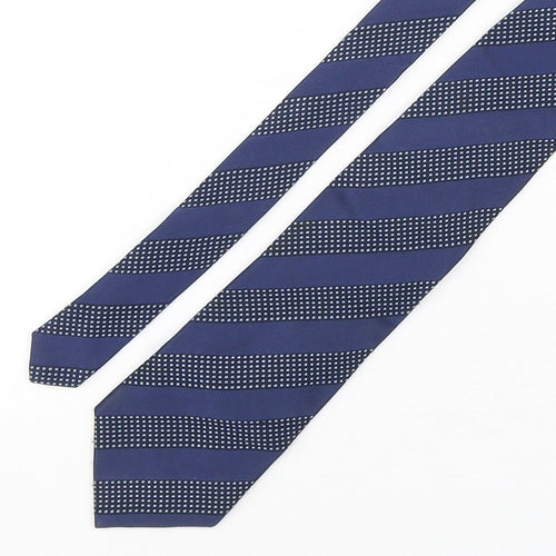 Dehavilland Mens Blue Striped Silk Pointed Tie One Size