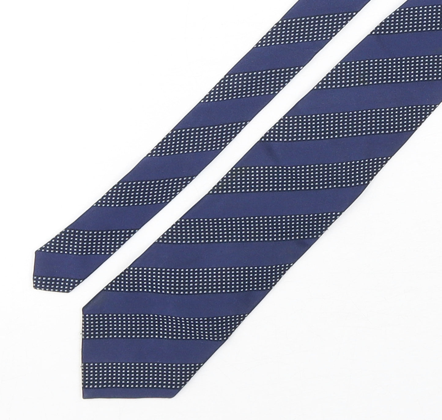 Dehavilland Mens Blue Striped Silk Pointed Tie One Size