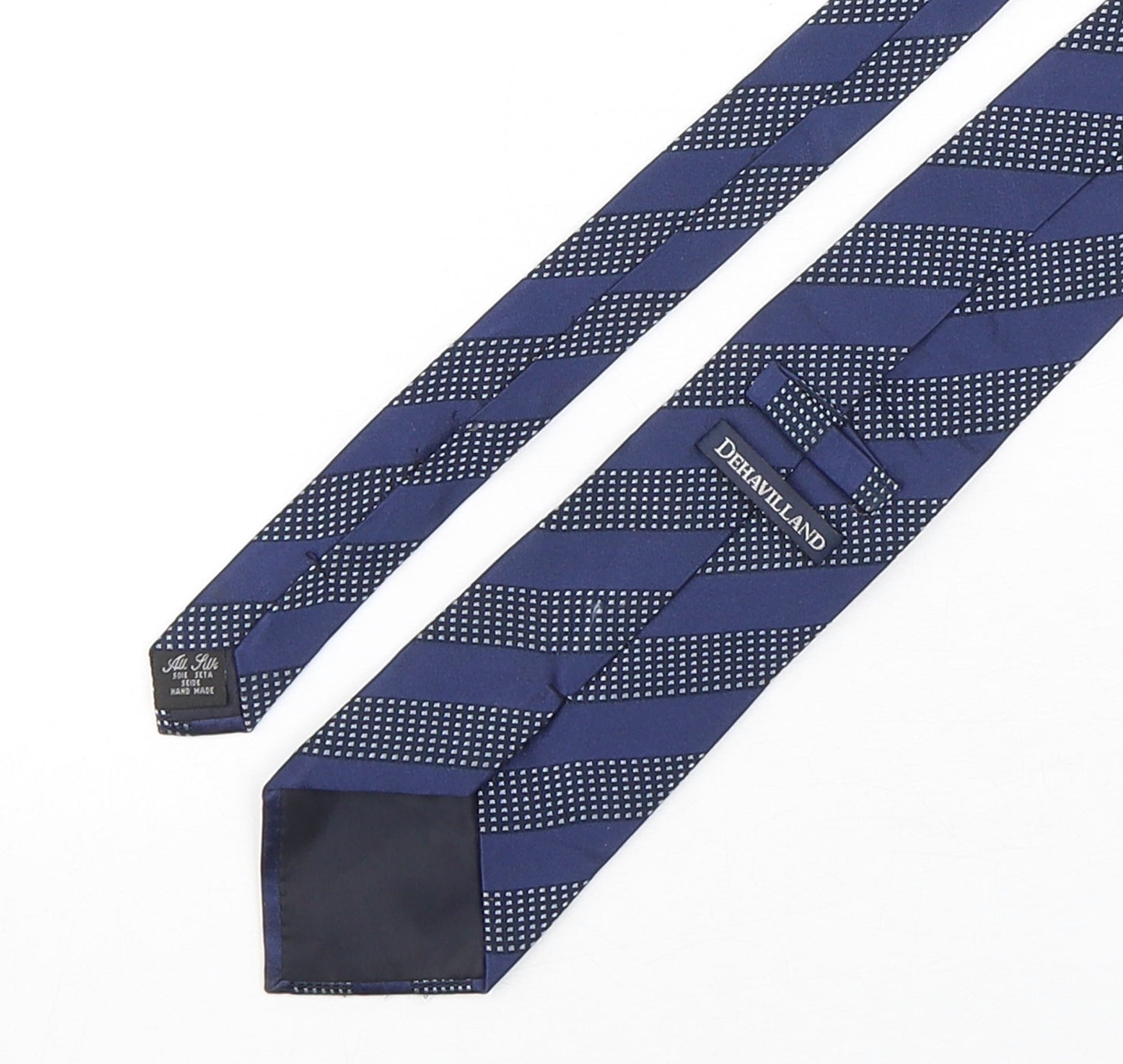 Dehavilland Mens Blue Striped Silk Pointed Tie One Size
