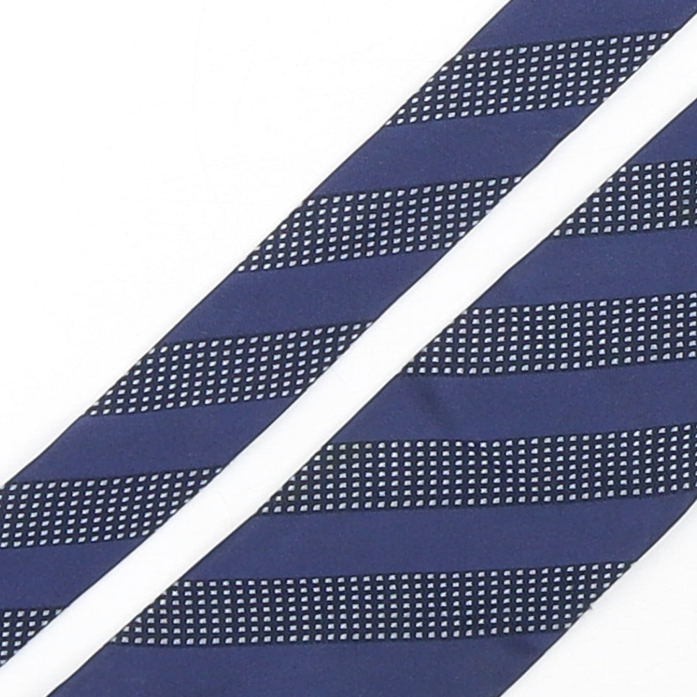 Dehavilland Mens Blue Striped Silk Pointed Tie One Size