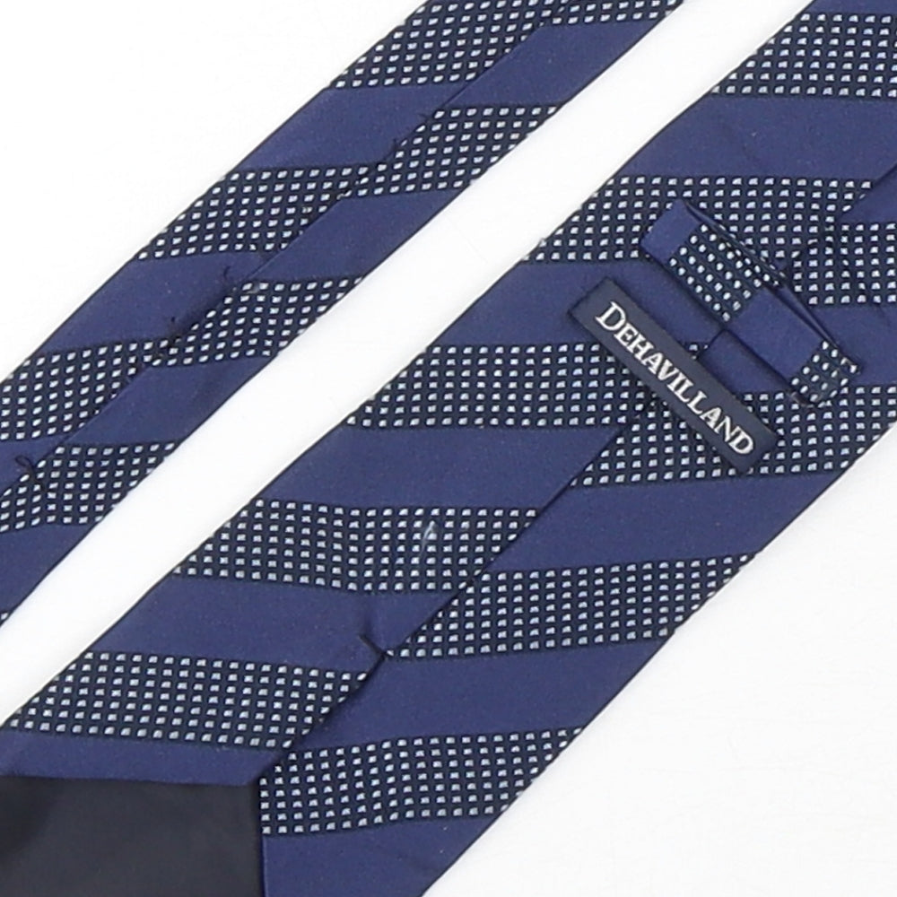 Dehavilland Mens Blue Striped Silk Pointed Tie One Size