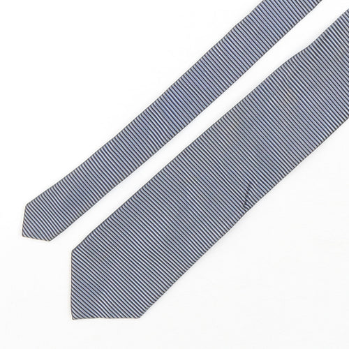 Duffer Mens Grey Striped Silk Pointed Tie One Size