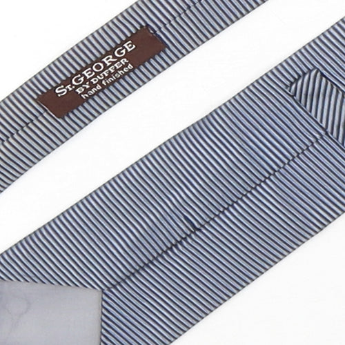 Duffer Mens Grey Striped Silk Pointed Tie One Size