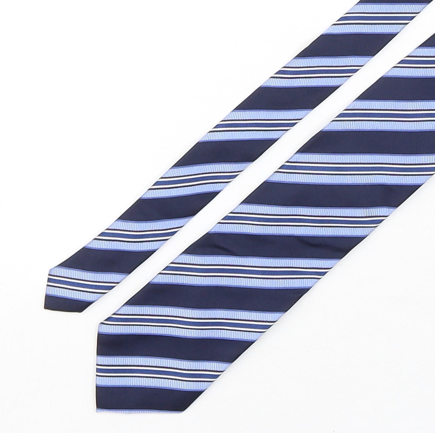 Dehavilland Mens Blue Striped Silk Pointed Tie One Size