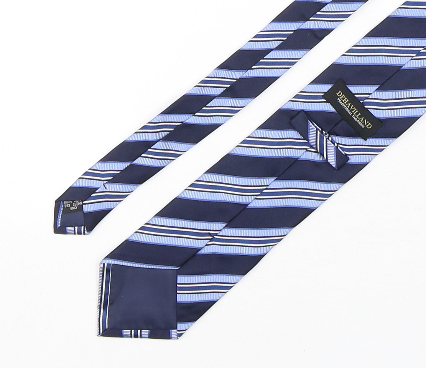 Dehavilland Mens Blue Striped Silk Pointed Tie One Size