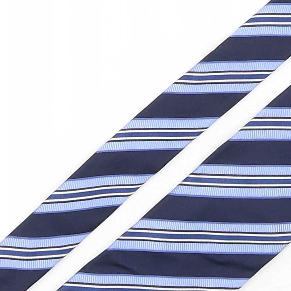 Dehavilland Mens Blue Striped Silk Pointed Tie One Size