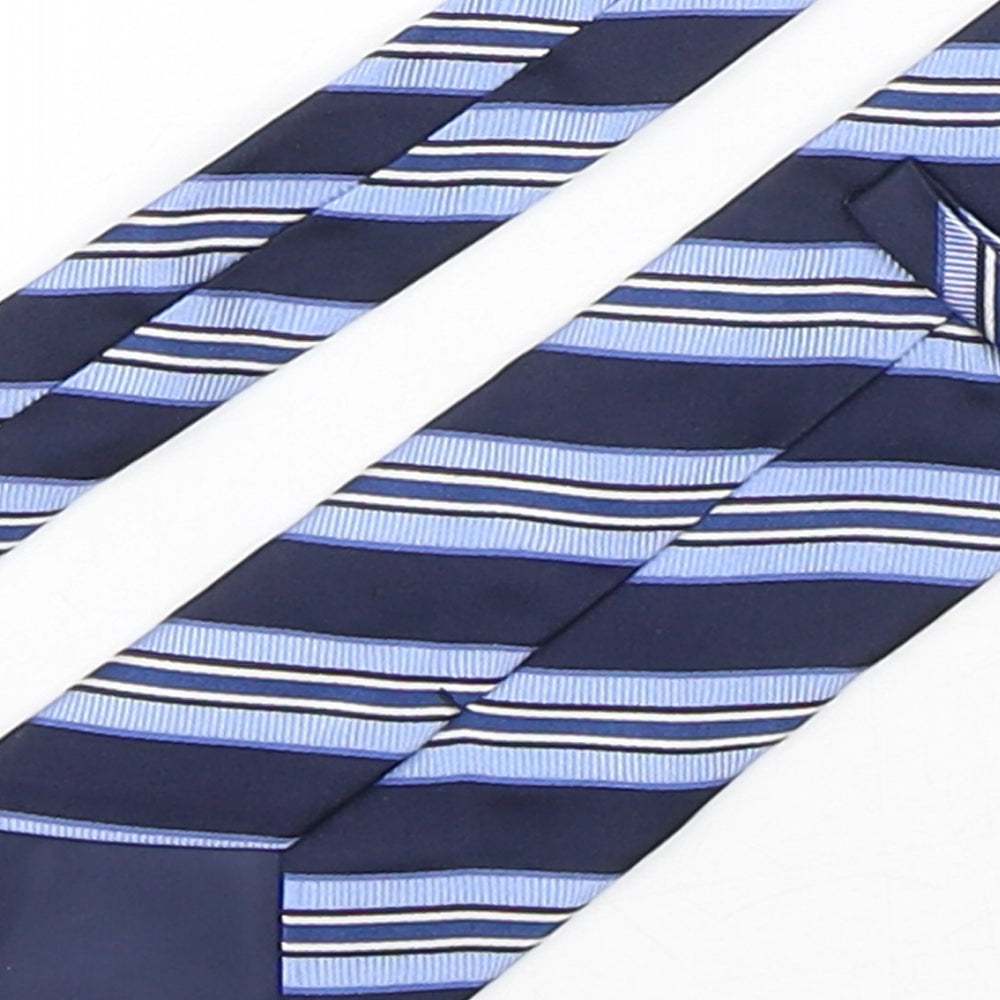 Dehavilland Mens Blue Striped Silk Pointed Tie One Size